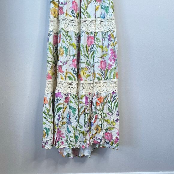 PQ SWIM Shea Long Dress in Wild Bloom Maxi Floral Lace Size Medium Large Beach - Picture 8 of 10